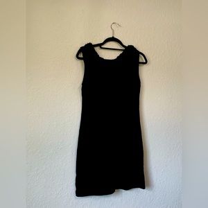 Derek Heart Couture Black Sleeveless Dress L Faux Fur V Neck Sheath Shift Party